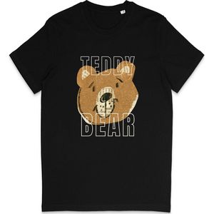 T Shirt Dames Heren - Grappige Teddy Beer Print Opdruk - Zwart - L