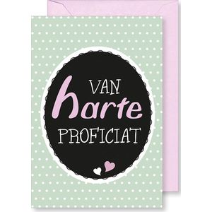 6 Wenskaarten met gekleurde envelop - MGPcards - Van Harte Proficiat - 11,5 x 17 cm