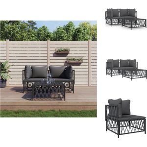 vidaXL Loungeset - Antraciet - Geweven stof - Gepoedercoat staal - Modulair design - 72 x 72 x 66 cm - 110 kg draagvermogen - Tuinset