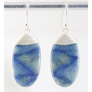 Zilveren oorbellen met blauwe palm kwarts