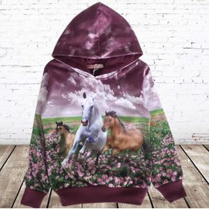 Kinder hoodie met paard f42 -s&C-98/104-Hoodie meisjes