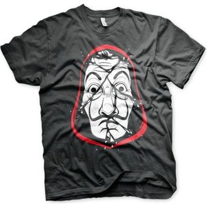 La Casa De Papel Heren Tshirt -L- Cracked Mask Zwart