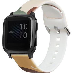 kwmobile bandje voor smartwatch - geschikt voor Garmin Venu Sq Music / Sq - 14 - 22 cm - Van silicone in beige / kaneelbruin / honinggeel