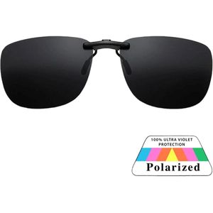 Fako Sunglasses® - Clip On Voorzet Zonnebril - Overzet Clip-on - Polariserend - Polarized - Large - 130x43mm - Zwart