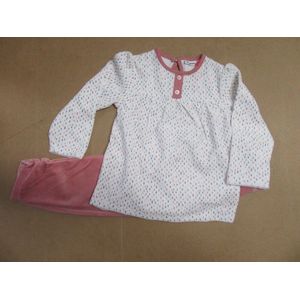 Noukie's - Pyjama - Velour - Roze stippen -  4jaar 104