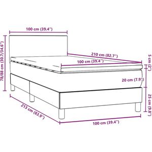 vidaXL - Boxspring - met - matras - fluweel - donkergrijs - 100x210 - cm