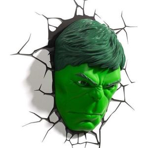 Marvel Hulk - Hulk Face 3D Deco Light - Wandlamp binnen - Lamp Kinderkamer - Draadloos