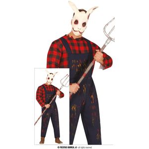 Guirca - Boeren Tirol & Oktoberfest Kostuum - Boer Ko Evil - Man - Blauw, Rood - Maat 52-54 - Halloween - Verkleedkleding