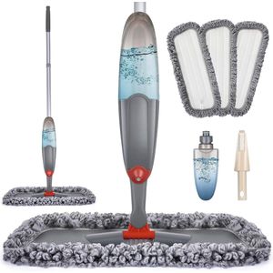 Spray vloerdweil set - microvezel - hardhout - laminaat - tegels - droog nat dweilen - 3 dweilkoppen - vervangende pads - 635 ml fles Mop
