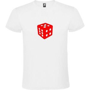 Wit T-Shirt met “ Dobbelsteen “ afbeelding Rood Size XXXL