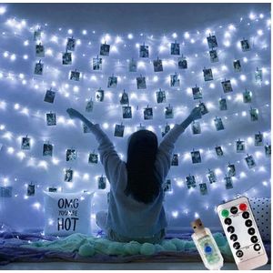 Voor haar - Voor hem - Cadeau - Huis - Decoratie - Modern - LED strip - Vrouwendag - Verrassing - Verlichting - Woonkamer - Slaapkamer - Kinderkamer - Led Lichtslinger 10M Foto Clip - Usb Batterij