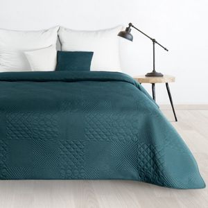 Oneiro’s luxe BONI Type 5 Beddensprei Turquoise - 220x240 cm – bedsprei 2 persoons - beige – beddengoed – slaapkamer – spreien – dekens – wonen – slapen