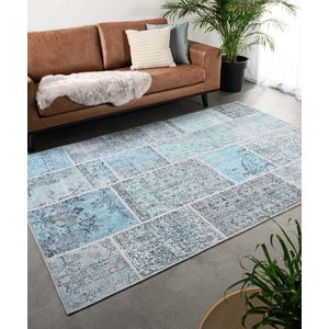 Patchwork vloerkleed - Fade Heritage grijs/turquoise 230x330 cm