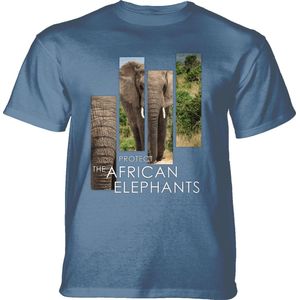 T-shirt Protect African Elephant Split Portrait Blue 4XL