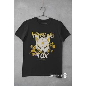 Kitsune Fox Anime Vos Neko Kawaii T-Shirt | Cadeau voor Otaku en Weeb | Japan Culture Merchandise | Urban Geekchic Style | Zwart Maat S