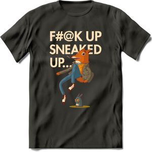 Casual vos quote T-Shirt Grappig | Dieren honden Kleding Kado Heren / Dames | Animal Skateboard Cadeau shirt - Donker Grijs - M