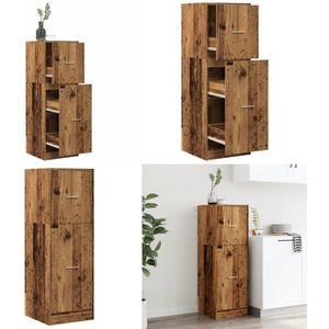vidaXL Apothekerskast 40x41x118 cm bewerkt hout oud houtkleurig - Apothekerskast - Apothekerskasten - Apothekerskast Keuken - Apotheekkast