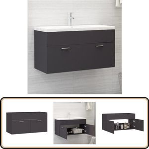 vidaXL Wastafelkast 90x38,5x46 cm grijs hout Gootsteenkast - Badkamermeubel - Opslagoplossing - Wastafelkast - Modern Design