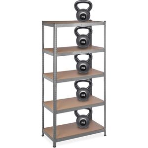 Relaxdays stellingkast 180 cm hoog - 5 etages - opbergrek tot 1325 kg - magazijnrek metaal