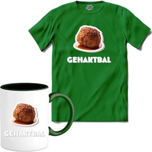 Gehaktbal - grappig verjaardag kleding cadeau - eten teksten - T-Shirt met mok - Heren - Kelly Groen - Maat M
