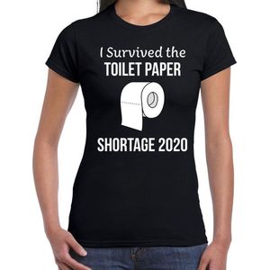 I survived toiletpaper shortage 2020 zwart voor dames - fun / tekst shirt M