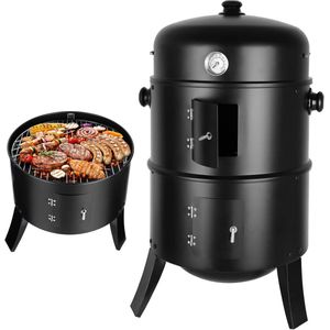 Houtskool grill - 3-in-1 - Ø45 cm - Houtskoolbarbecues - Briketten - Met deksel - Smoker