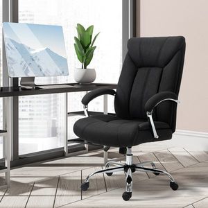 Comfortabele ergonomische bureaustoel met kantelfunctie en verstelbare armleuningen in zwart