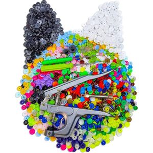 460 Sets Plastic Drukknopen met Snap Tang, 24-kleuren Kunststof Drukknopen Kit voor Naaien, Kleding, Knutselen, Luiers, Slabbetjes