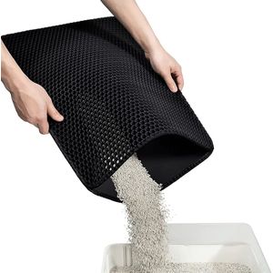 Felino Schoonloopmat / Kattenbakmat 50x75cm - Honingraatdesign - Waterdicht - Katten grit opvanger - Schoonloopmat - Kattenbak mat - Zwart