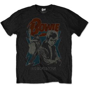David Bowie - 1972 World Tour Heren T-shirt - 2XL - Zwart