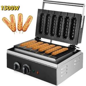 Wafel maker - Wafelijzer - 1500W - Hotdog machine - Muffin bakvormen - 6 stuks - Keuken machine - Tosti apparaat