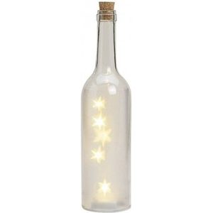 Glazen decoratie flessen met sterren inclusief verlichting 29 x 7 cm - vaas verlichting decoratie flessen