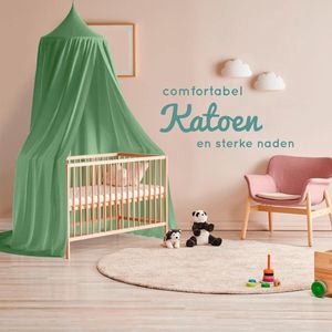 luifel kinderkamer | in 6 kleuren | zonder boren | katoen | met stabiele ring | ring is in stof gestoken | zoomlengte ca. 270cm | Voor kinderkamers, speelruimtes en nog veel meer. | Groen