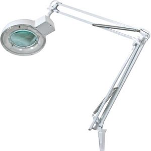 Velleman Loeplamp met klem, zwenkarm, aan/uit-schakelaar, spaarlamp (22 W), vergroting 2.25x, voor kinderen, volwassenen, senioren, lezen, diamond painting, hobby, werken, wit