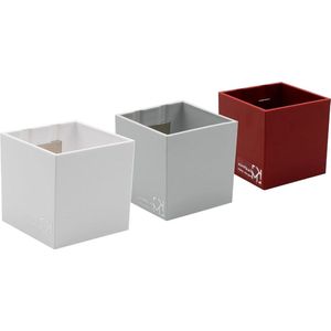 Set van 3 magnetische kubussen 65 cm ijsgrijs rood wit voor magneetborden - opbergdozen of vazenhouder met sterke magneet