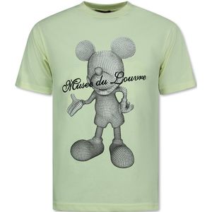 Heren Tshirt met Opdruk - Oversized T shirt Heren - Mouse - 699 - Geel
