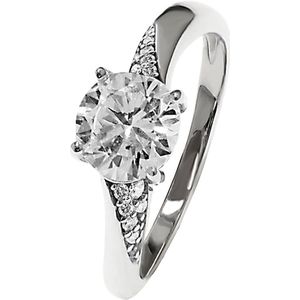 Juwelier Zwartevalk ZILVEREN (GERHODINEERD) DAMESRING MET ZIRKONIA 21.186/16--