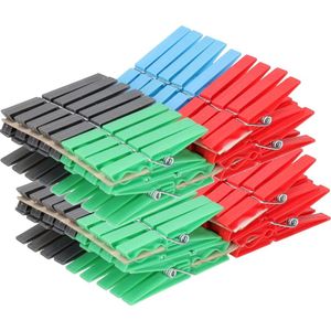 144x Gekleurde wasknijpers - Plastic wasgoedknijpers - Knijpers/wasspelden voor wasgoed 144 stuks