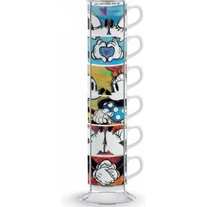 Disney Egan Porseleinen Set 6 Espressokopjes + Metalen houder – Love