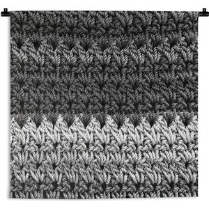 Wandkleed - Wanddoek - Macramé kleed - zwart wit - 60x60 cm - Wandtapijt