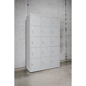 Furni24 Lockerkluis, waardevolle spullen locker, kledingkast, 190 cm x 120 cm x 45 cm, grijs RAL 7035