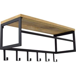 LOFT42 Kapstok Ivory - Hout – Metaal – 6 haken en Roede - 80x36x30