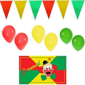 Carnaval versiering XL-pakket - Vlag/puntvlaggetjes/ballonnen - rood/geel/groen