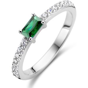 Gerhodineerd Zilver Ring Groen En Wit Met Zirkonia 1336066