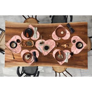 Onderleggers - Placemats - Placemats hartje - Roze - Marmer print - Patroon - 10 stuks