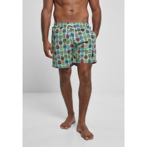 Urban Classics - Pattern Calavera Zwemshorts - M - Multicolours