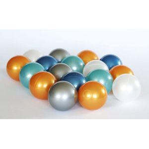 500 ballen 7cm, goud, zilver, transparant, turqoise, lichtblauw