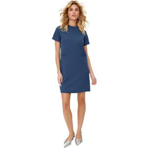Trendyol Indigo Pocket Look Skater/Taille Open Mini Crêpe Jurk Twoss23El01802
