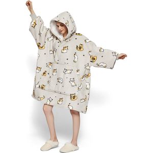 Zenful Kat - Oversized Hoodie Deken - Met Print - Hoodie blanket - Draagbare deken - Heel zacht - Super warm - Onesize - Dames - Katten