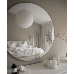 Nordic Style® Wandspiegel 120x120cm | Scandinavische Spiegels | Cirkel | Zonder lijst | Randloos | Frameloos | Wandspiegel | Badkamerspiegel | Gangspiegel